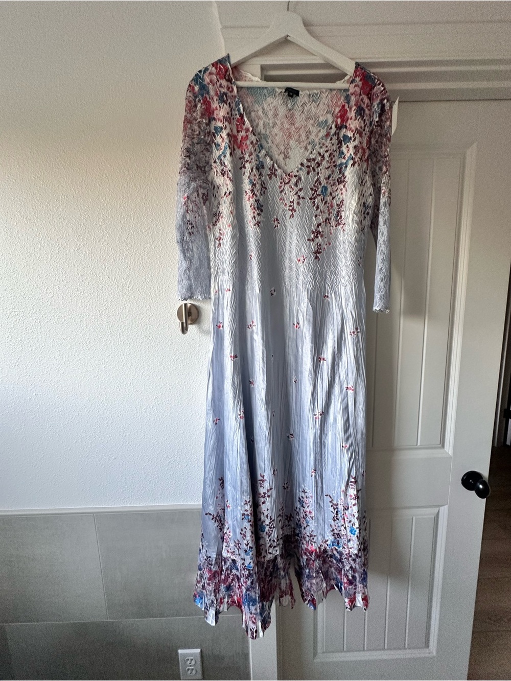 Komarov Light Blue Floral Midi Dress 3 xl
